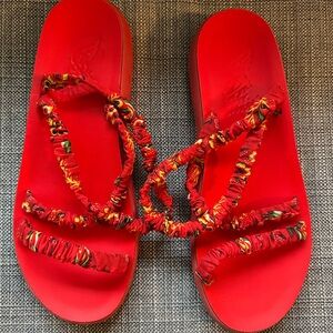 Ancient Greek Eleftheria Printed Woven Platform Sandals size 9.5